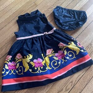 2pc Janie and Jack navy equestrian dress size 6-12 bloomers dressy